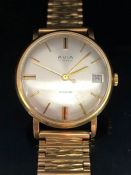 AVIA 17 Jewels 9ct Gold cased and Bark effect Gold strap wristwatch with INCABLOC movement and