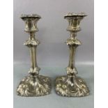 Pair of William IV hallmarked Silver candlesticks hallmarked for Sheffield 1837 by maker Henry