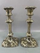 Pair of William IV hallmarked Silver candlesticks hallmarked for Sheffield 1837 by maker Henry
