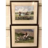 GRAHAM ISOM (British 1945-), two watercolours of hunting scenes, both signed lower right, approx
