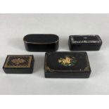 Collection of four antique snuff boxes one with Mother of Pearl decoration (4)