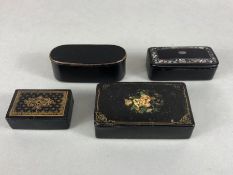 Collection of four antique snuff boxes one with Mother of Pearl decoration (4)