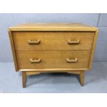 Small G Plan gold label two drawer chest of drawer on splayed feet