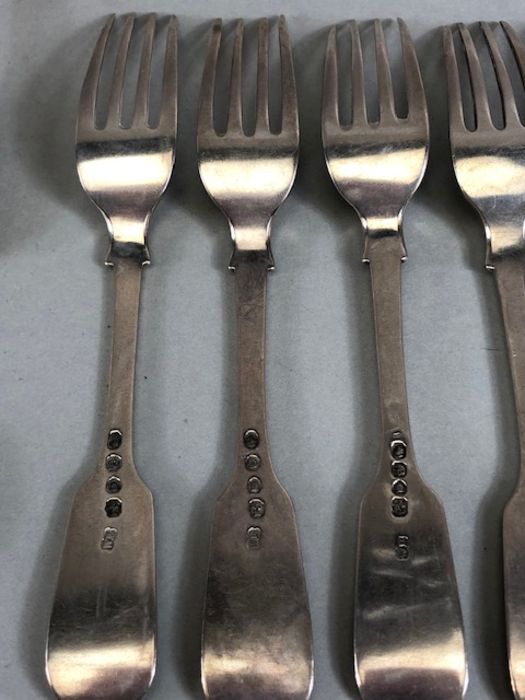 Collection of Victorian and Georgian flatware, various makers and years but all similar in style and - Image 18 of 21