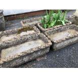 Five oblong garden planters, each approx 47cm x 21cm x 19cm