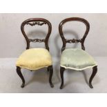 Pair of apprentice piece chairs, Victorian in style and upholstered each approx 45 cm tall