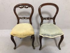 Pair of apprentice piece chairs, Victorian in style and upholstered each approx 45 cm tall