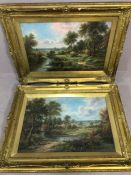 EDWARD HEATON (British, 19th Century), a pair of oils on canvas of rural landscapes, both signed