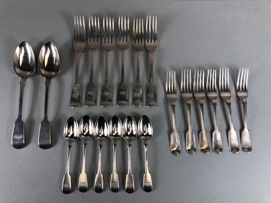 Collection of Victorian and Georgian flatware, various makers and years but all similar in style and
