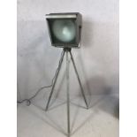 Early 20th century tripod stage Lamp with great retro appeal by the Strand Electric company