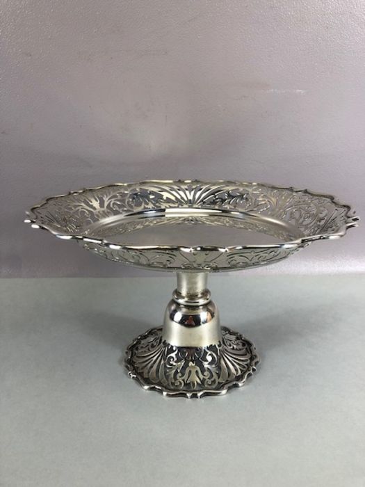 Victorian Silver hallmarked Tazza with pierced decoration on stepped and pierced foot hallmarked for - Image 2 of 17