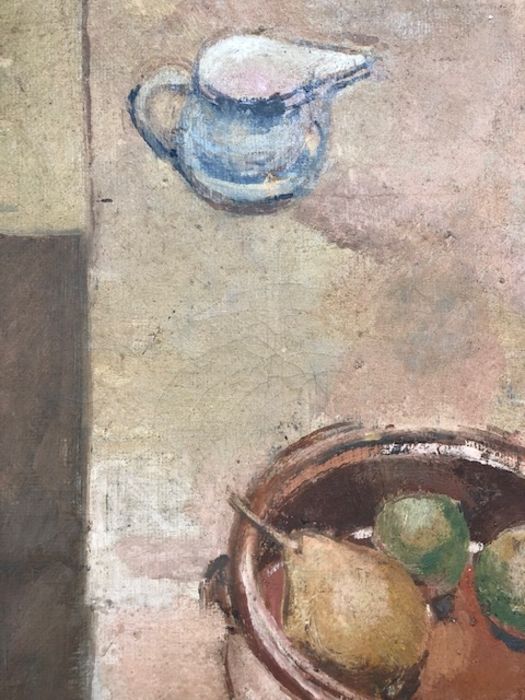 BENEDICT RUBBRA (British b.1938) 'Still life and Greek dish', 1957, Oil on canvas, inscribed - Image 4 of 17