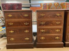 Pair of modern four drawer chests of drawers with brass handles approx 60cm x 50cm x 85cm