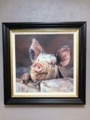 DEBBIE BOON (British, Contemporary) 'PIG TALE', a limited edition print of a jovial pig, 46/195,