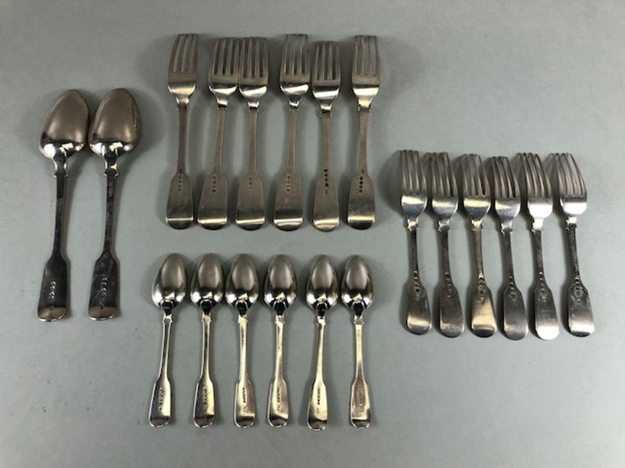 Collection of Victorian and Georgian flatware, various makers and years but all similar in style and - Image 11 of 21