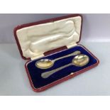 Pair of Edwardian cased Silver hallmarked trefid spoons hallmarked for Sheffield 1909 by maker James