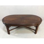 Modern inlaid coffee table with chinese styling, approx 122cm x 67cm 42cm