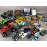 Collection of model vehicles and toy cars, to include Matchbox, Hot Wheels, Harley-Davidson,