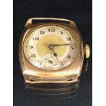 Vintage 9ct Gold wristwatch A/F (case weight approx 4.1g) winds and runs, movement stamped PINNACLE