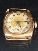 Vintage 9ct Gold wristwatch A/F (case weight approx 4.1g) winds and runs, movement stamped PINNACLE