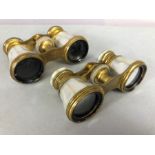 Two pears of mother of pearl opera glasses