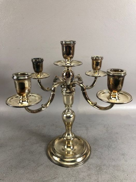 Pair of hallmarked silver four branch candlesticks on circular bases hallmarked for London 1967 - Image 3 of 21