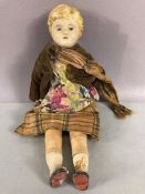 Bisque head or porcelain doll, cloth body with china hands feet and head (A/F)