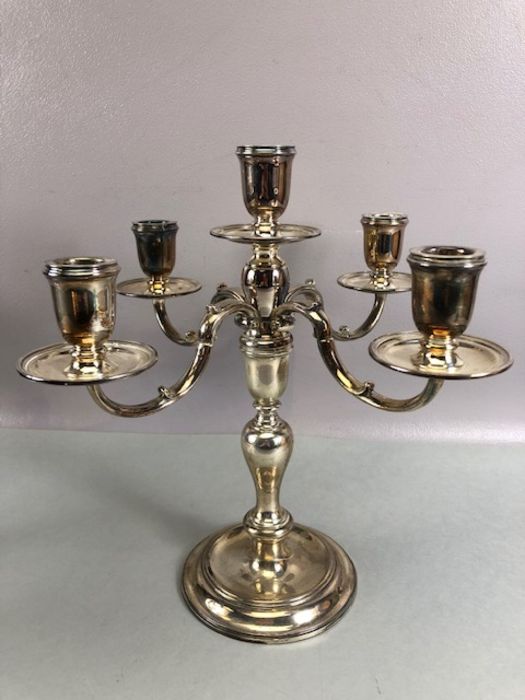 Pair of hallmarked silver four branch candlesticks on circular bases hallmarked for London 1967 - Image 4 of 21