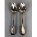 Pair of Victorian spoons hallmarked for London 1844 approx 164g and 23 cm in length by maker Charles