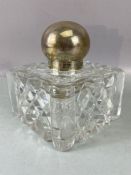 An Impressive Victorian large cut glass and hallmarked silver inkwell with glass stopper and large