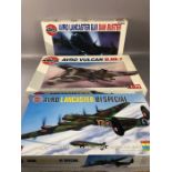 Three AIRFIX unassembled 1:72 scale models: Avro Lancaster B1 Special, Avro Lancaster BR Dam