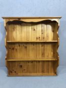 Pine kitchen shelving unit with two shelves approx 91cm x 20cm x 99cm