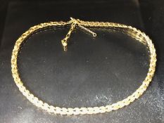 9ct Gold flat link necklace approx 45cm long and 25.7g