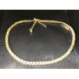 9ct Gold flat link necklace approx 45cm long and 25.7g