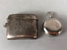 Silver hallmarked Vesta case Birmingham by maker A & J Zimmerman Ltd and a silver coloured sovereign