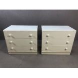Pair of white three drawer chest of drawers