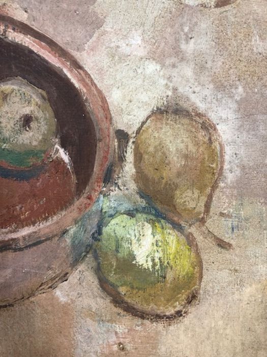 BENEDICT RUBBRA (British b.1938) 'Still life and Greek dish', 1957, Oil on canvas, inscribed - Image 7 of 17