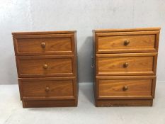 Pair of Mid Century G-Plan bedside tables, each with three drawers, approx 50cm x 46cm x 69cm tall