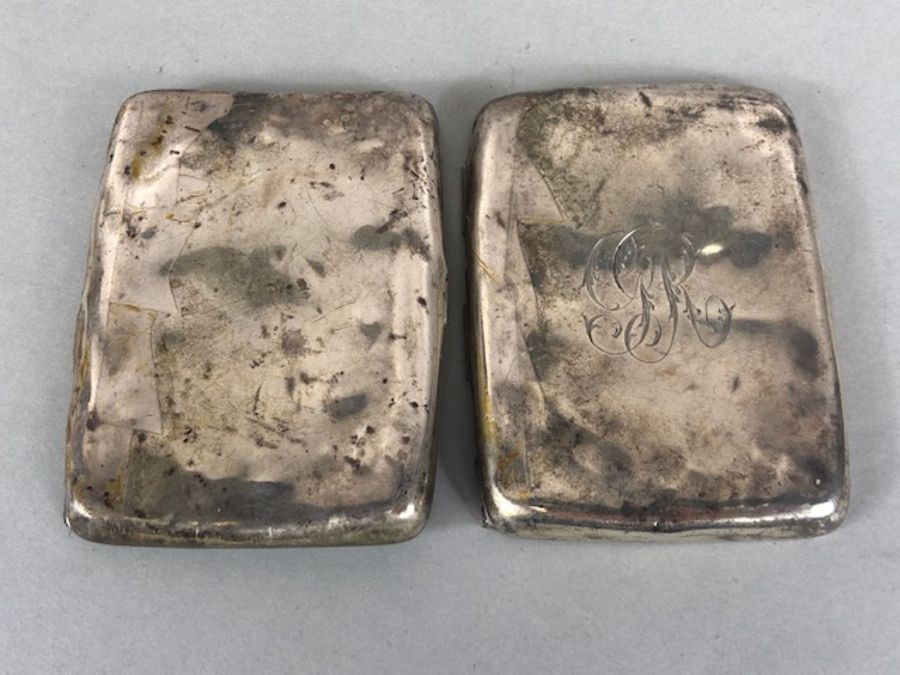 Silver items to include cigarette case (A/F) thimble and a napkin ring (80g) - Image 7 of 12