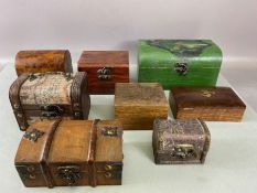 Collection of eight vintage decorative wooden boxes, the largest approx 20cm x 12cm x 10cm (8)