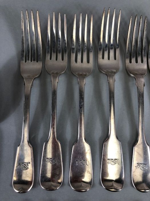 Collection of Victorian and Georgian flatware, various makers and years but all similar in style and - Image 5 of 21