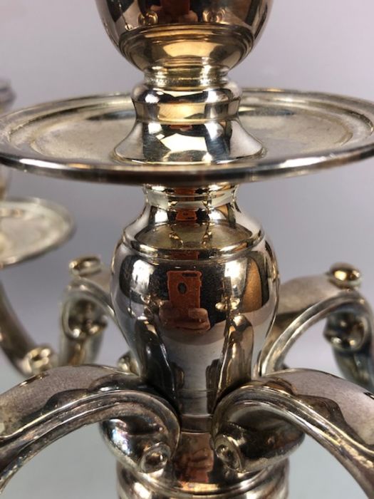 Pair of hallmarked silver four branch candlesticks on circular bases hallmarked for London 1967 - Image 17 of 21