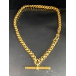 Gold chain and albert (no hallmarks but tests as 15ct or above) approx 30cm long & 36g