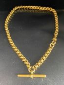 Gold chain and albert (no hallmarks but tests as 15ct or above) approx 30cm long & 36g