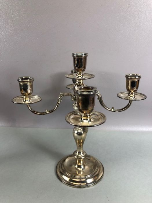 Pair of hallmarked silver four branch candlesticks on circular bases hallmarked for London 1967 - Image 5 of 21