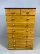 Modern pine chest of eight drawers, approx 85cm x 45cm x 131cm