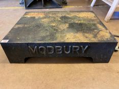 Wrought iron printing engineering hot plate by maker Modbury approx 51cm x 66cm x 18cm