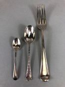 Silver Flatware including a Georgian Fork and two spoons total weight approx 108g