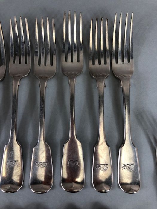 Collection of Victorian and Georgian flatware, various makers and years but all similar in style and - Image 6 of 21