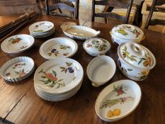 Collection of Royal Worcester Evesham tableware to include two lidded tureens, a further lidded